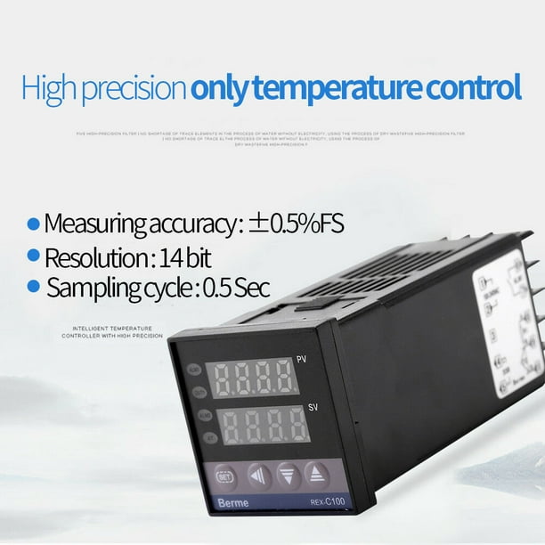 240V 0℃~1300℃ Alarm REX-C100 Digital LED PID Temperature Controller Thermostat Kit Suitable for Electric Power Chemical Industry Injection Molding Food Temperature Controller AC 110V 